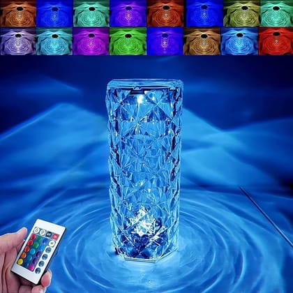 SMARTCAM Crystal Lamp,16 Color Changing Rose Crystal Diamond Table Lamp,USB Rechargeable Touch Bedside Lamp Night Light with Remote Control, for Bedroom Living Room Party Dinner Dcor