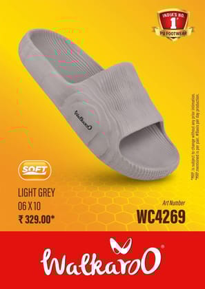Walkaroo WC4269 Light Grey No 10 Mens Slides