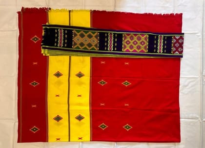 Traditional  Rabha Attire with Paramuk