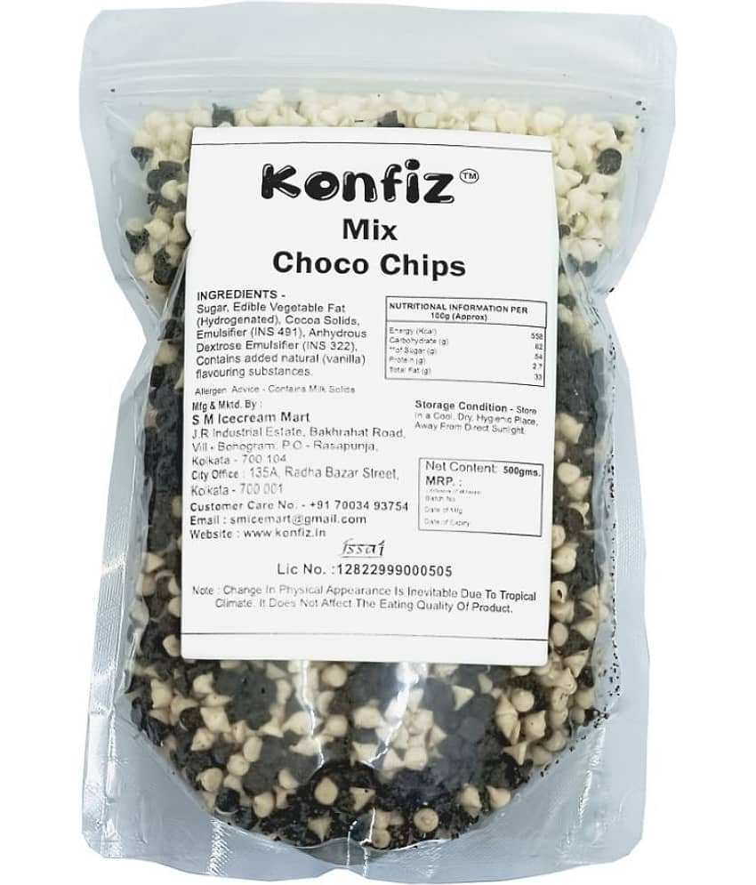 KONFIZ Dark & White Choco chips Assorted Chocolates 500 g