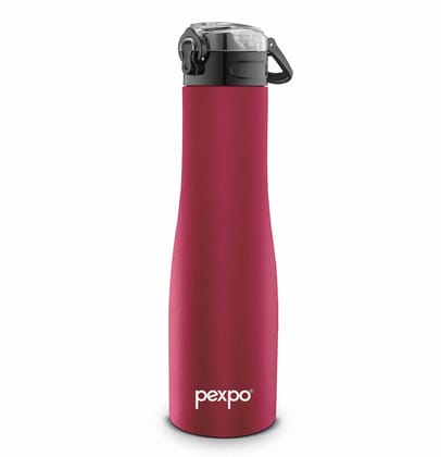 PEXPO Stainless Steel Sports Water Bottle, 1000 ml, Crimson Red, Monaco | Portable & Eco-Friendly Water Bottle with Push Button Cap