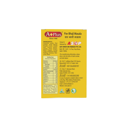 Aplus Pav Bhaji Masala 100g Box