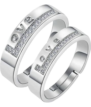 Paola Adjustable Couple Rings Set for lovers,silver plated ring simbol of love decorated of diamond Valentine Gift Sets for men and women.