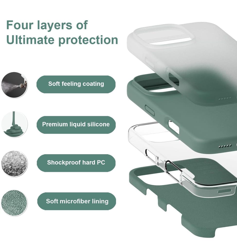 LIRAMARK Liquid Silicone Soft Back Cover Case for Apple iPhone 16 Pro