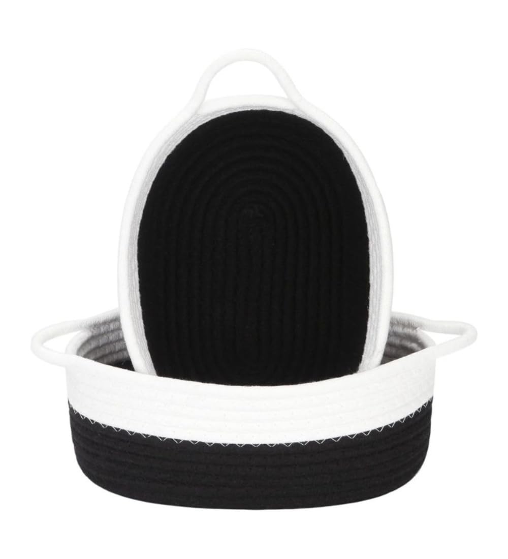 Generic Cotton Black White 2 Pcs Storage Basket For Clothes (Black-White)-PID66408