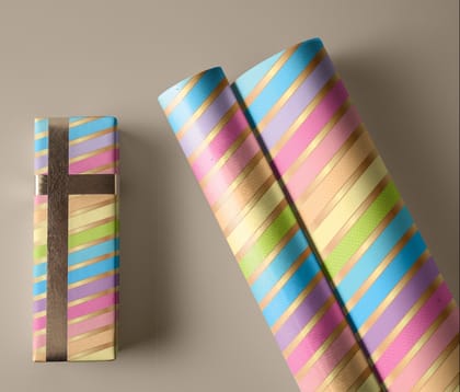 Stripes Glosy Wrapping Paper Gift Rolls, Gift Paper Sheet For Kids, Ideal for Birthday Return Gifts, Holidays & Gifting on Special Occasions (Size: 19 x 28.5 inch) -  10