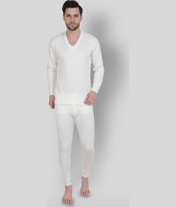 Zeffit Pack of 1 Cotton Thermal Sets For Men's ( White )