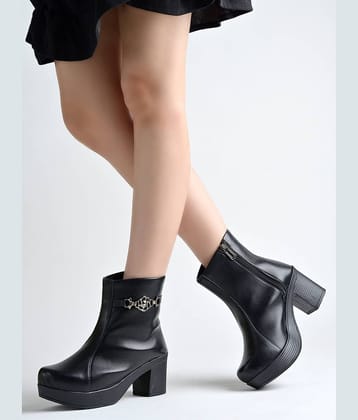 Shoetopia Black Women's Ankle Length Boots