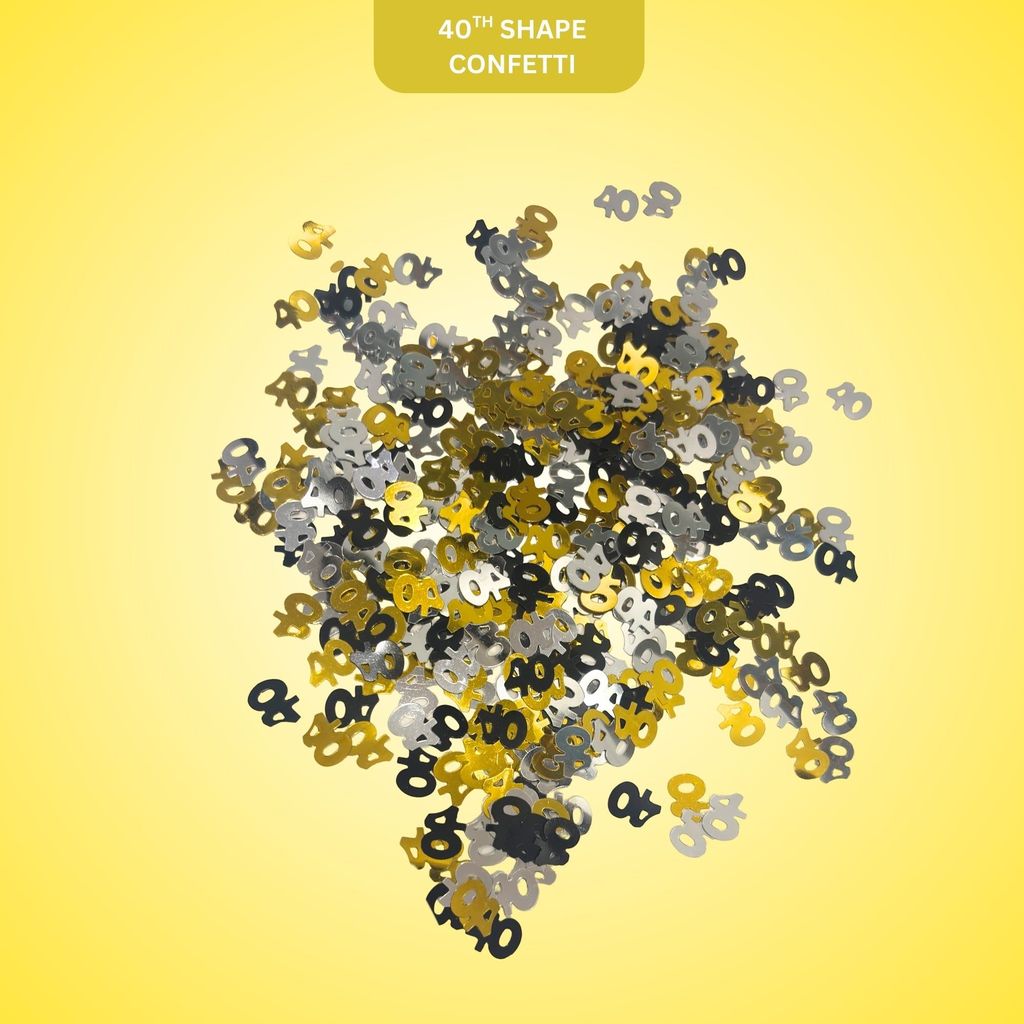 40th Birthday Golden, Black & Silver Confetti - Party and Festive Needs | Buy online on ZillyBuy