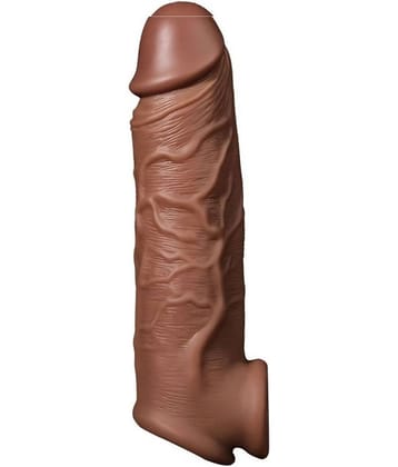 Double Hole Indian Dark Chocolate 6.5 Inch Flexible Pe nis Extender Sleeve BY-SEX TANTRA