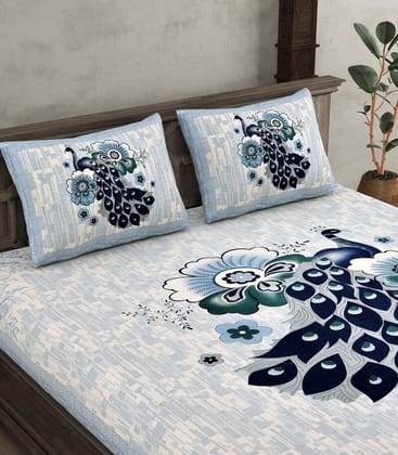 Rajasthani Bliss -Pure Cotton Peacock Printed Bedsheet