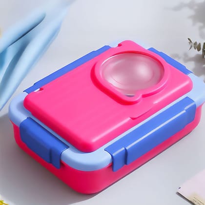 5-Compartment 900ml Lunch Box with Cutlery and 150ml Bowl: Your Stylish, Eco-Friendly Meal Solution-Hot Pink