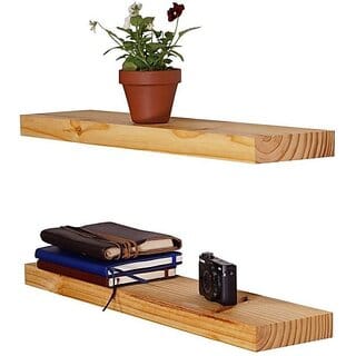 Onlinecrafts Wooden Wall Shelf ( Brown ) Wooden Wall Shelf (Number Of Shelves - 2, Brown)