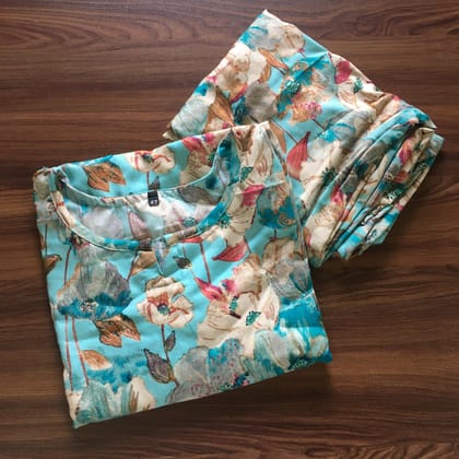 Soft Rayon- Sky Blue White - Cord Set-40 - L