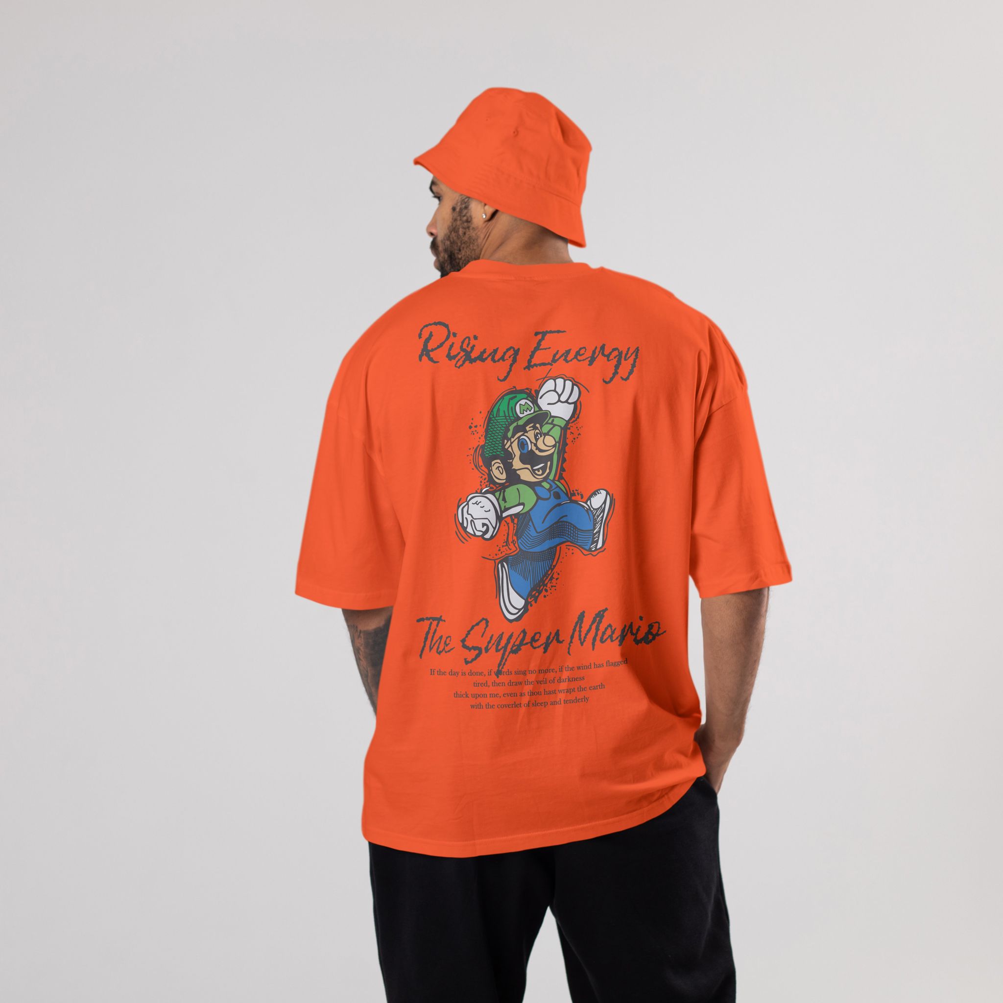 Colorful MARIO Oversized T-Shirts: Orange: Vibrant Citrus Burst-S / Cotton / Orange