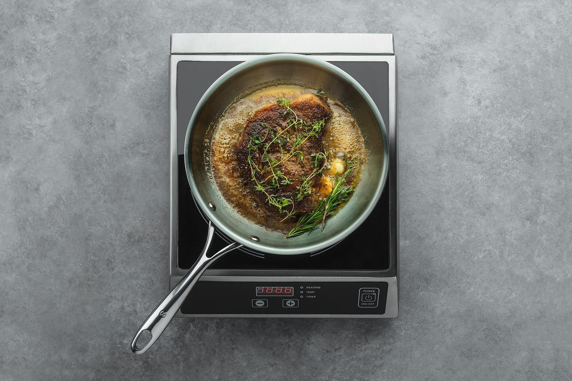 Femora Tri-ply Induction Safe Stain Resistant Zero Coating Stainless Steel Frying Pan Without Lid -24 cm, 1.8L (Silver)