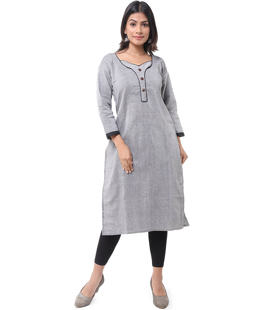 DESHBANDHU DBK - Grey Cotton Women's Straight Kurti