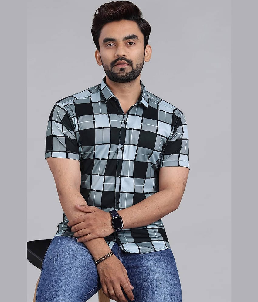 FABRIPPLE Cotton Blend Regular Fit Checks Half Sleeves Men's Casual Shirt - Black ( Pack of 1 )