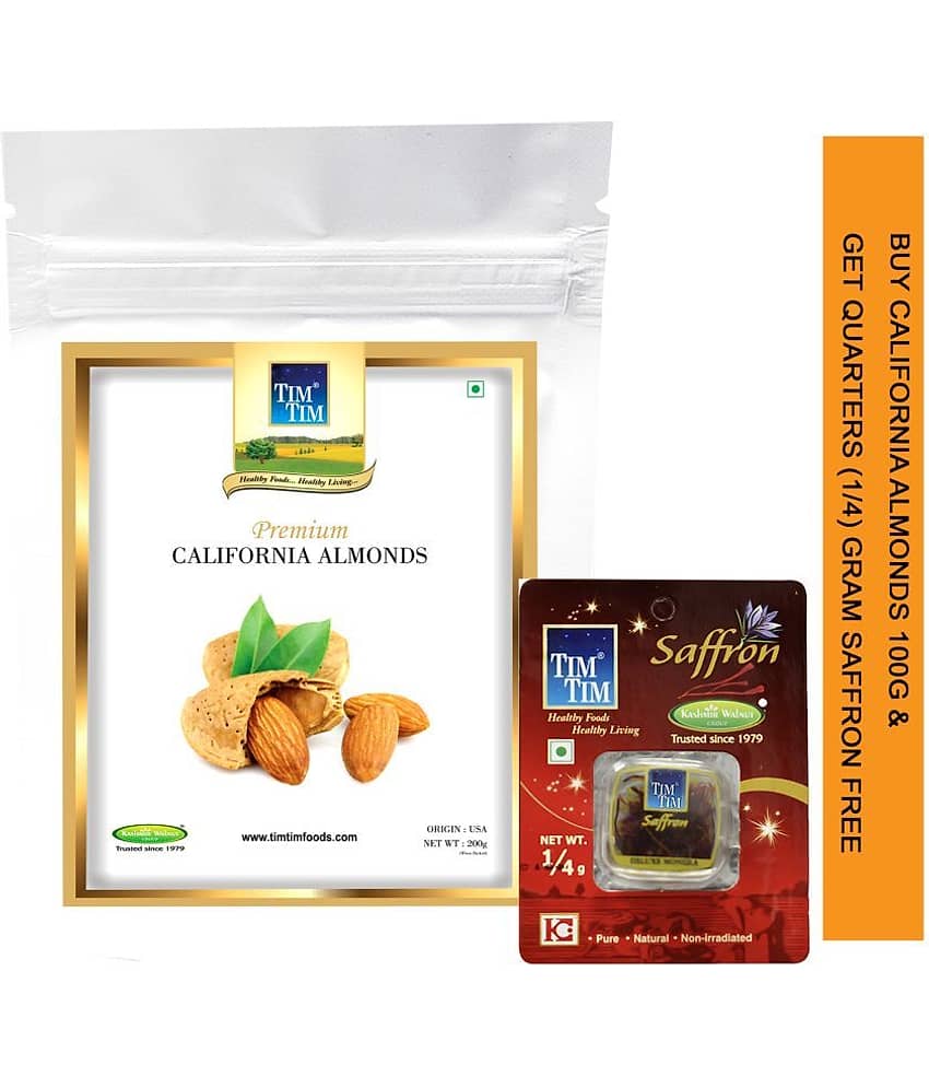 Buy Tim Tim Premium California Almonds (Badam Giri) 100g and Get Kashmiri Quarters Gram Saffron Worth Rs 155/- Absolutely FREE!