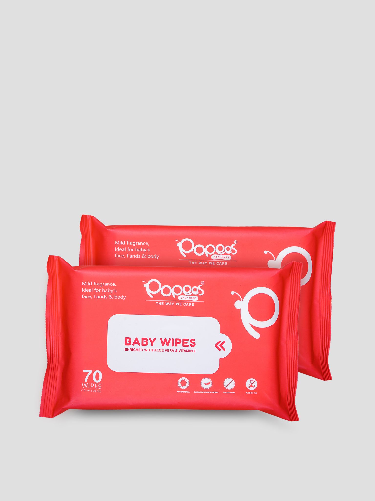 Popees Baby Wipes - 70 PCS -Pack Of 2-70PCS