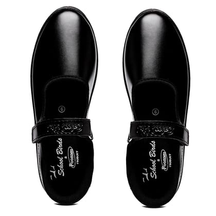 SCHOOL BIRDS Girls Black White Uniform Comfortable Velcro Ballerina School Shoe for Adults and Kids (Color - Code) by Pee Aar Industries
