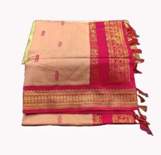Paithani Silk Cotton Saree Beige & Pink