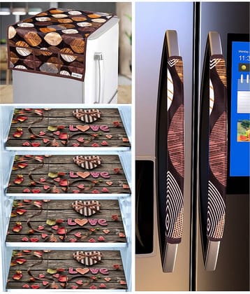 Crosmo Knitting Graphic Fridge Mat & Cover ( 53 99 ) Pack of 7 - Brown