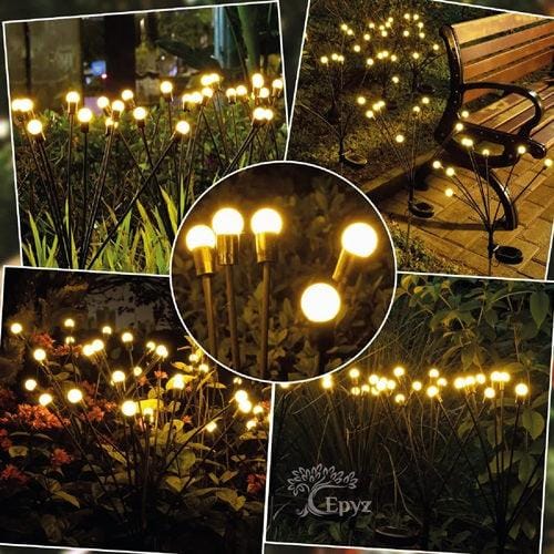 10 LED Solar Firefly Yellow Lights-10 LED