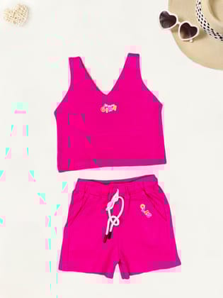 Girl's Summer Casual Co-Ord  Set [GCS-7685] (1-10 Years)-1-2Y (Size - 18) / Cotton Ribbed