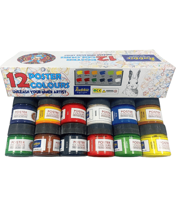 Artiggle 12 Shades Poster Colours 15ML | Rich & Vibrant Colors | Free Agigator & Brush Inside For Uniform Mixing | Non-Toxic & Safe For Childrens | Pack of 1