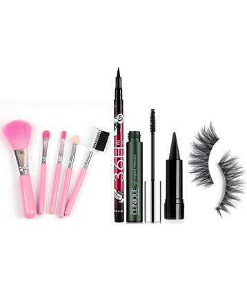 swenky waterproof eyeliner mascara bold eye kajal & false eyelash (Pack of 5)