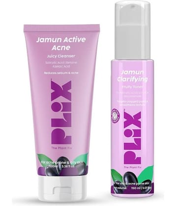 Plix Jamun Active Acne Regime with Toner & Cleanser to Unclog Pores & Reduce Acne(Pack of 2)