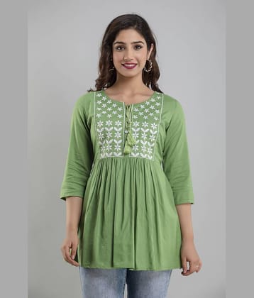 ASHISH PRINT Women's Rayon Peplum Top ( Green )