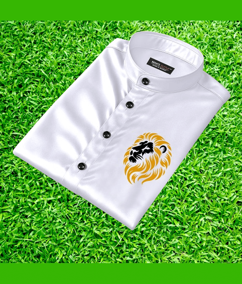 MAN'S SUITUP Satin Regular Fit Printed Full Sleeves Men's Casual Shirt - White ( Pack of 1 )