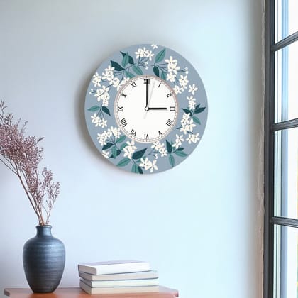 Cloudtime Bloom – Azure Floral Clock-11 Inches