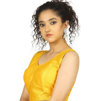 TheHangr Yellow Silk Multicolor Latkan Blouse -  32