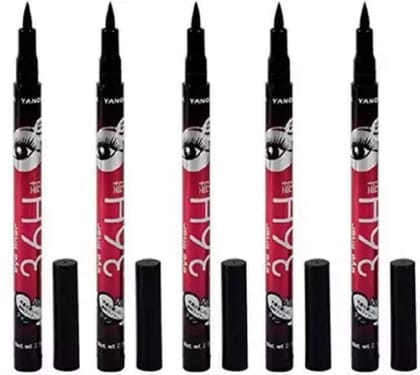 Elecsera waterproof liquid eye liner 36 hours stay pack of 5 15 ml (Black)