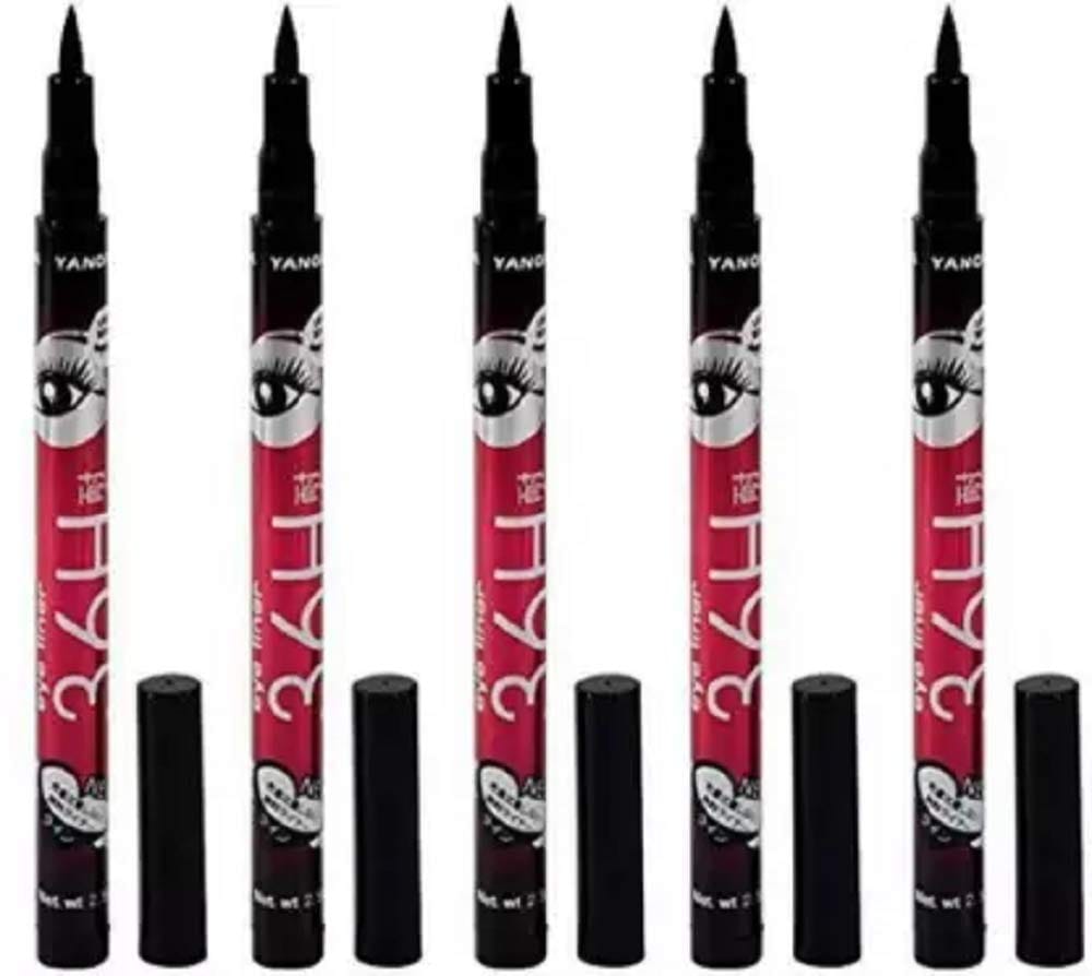 Elecsera waterproof liquid eye liner 36 hours stay pack of 5 15 ml (Black)
