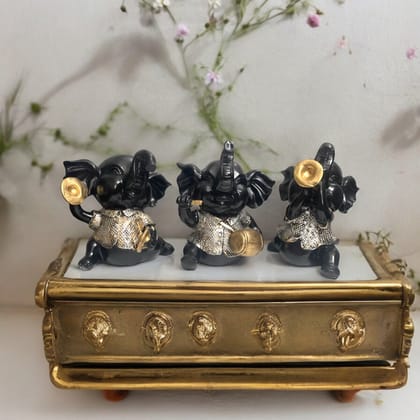 Set of three Musical Appu Resin Showpiece The Best Gift For Friends H – 21 cm-Poly Resin