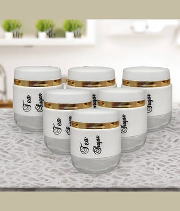 kitchrox Container with lid Glass White Utility Container ( Set of 6 )