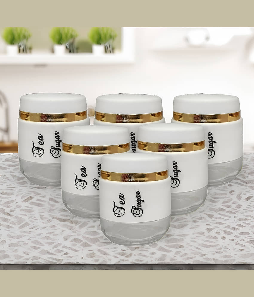 kitchrox Container with lid Glass White Utility Container ( Set of 6 )