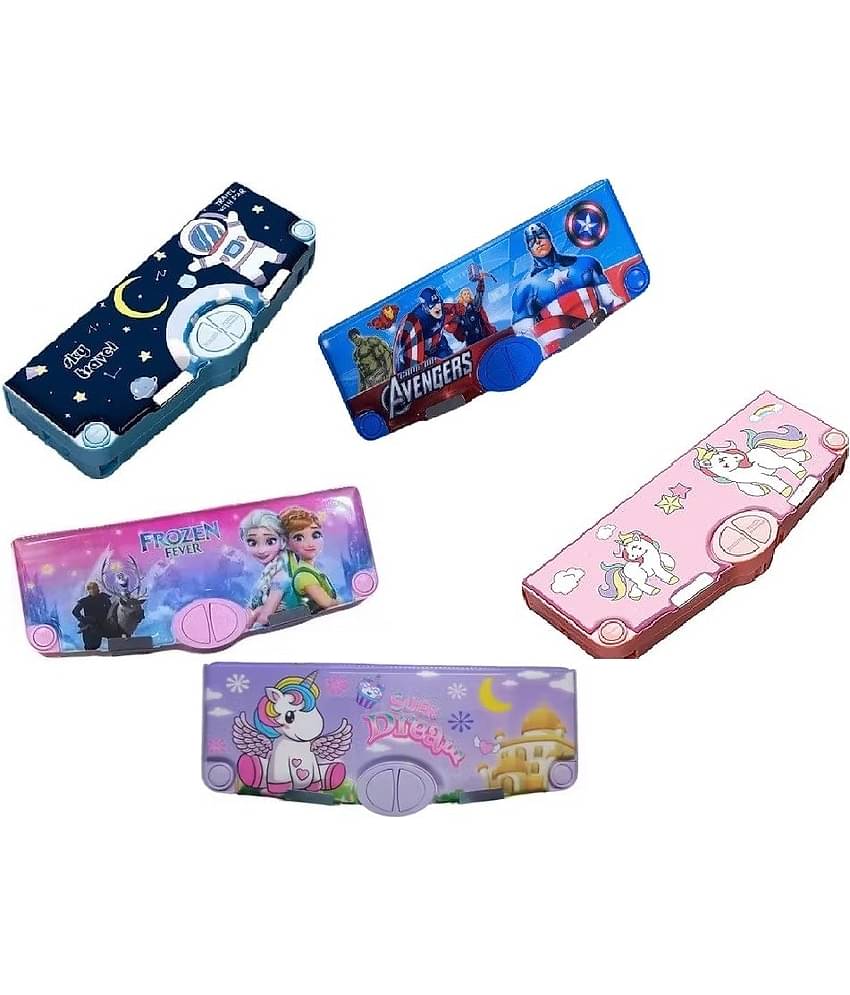 Freedy 5 Side open with in-built Multi-Functional Pencil Box For Kids Boy and Girl Set  of 1pc Multicolour (Any Random Design Colour will send)