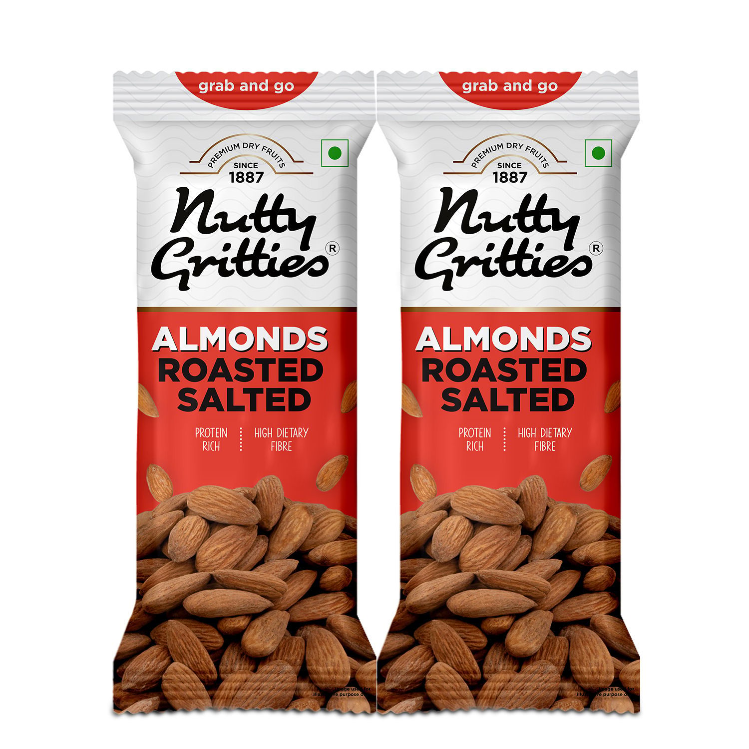 Nutty Gritties Premium California Roasted and Lightly Salted Almonds, 80 gm