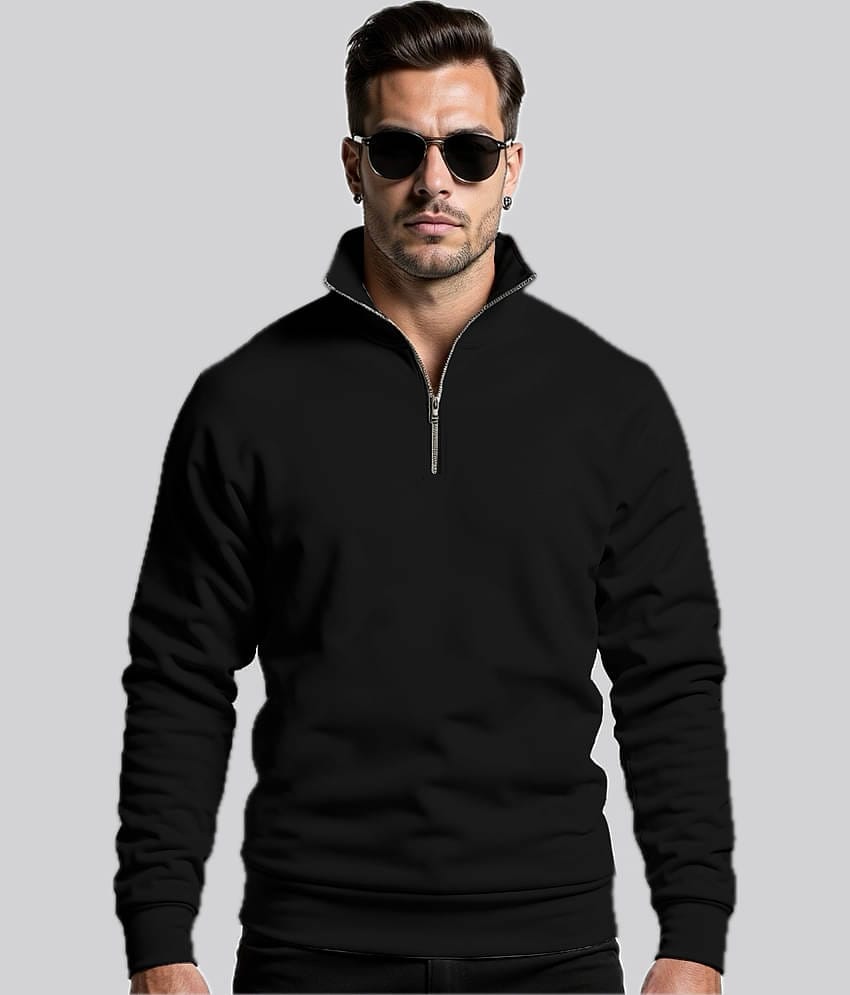fashion and youth Fleece High Neck Men's Sweatshirt - Black ( Pack of 1 )