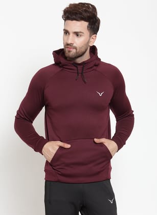 Invincible Men’s Fashion Box Fleece Hoody-Burgundy / XL