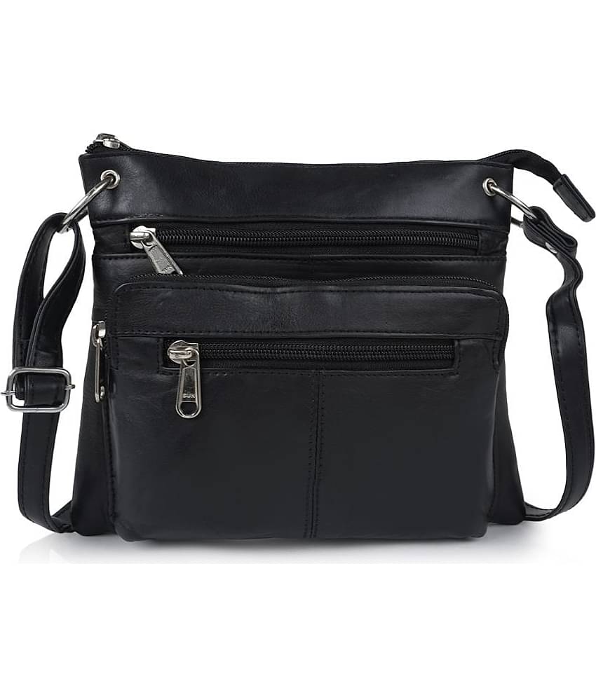 CIMONI Sling Bag Pure Leather Set of 1 ( Black )