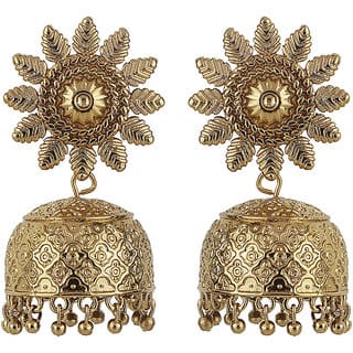 Mughali Tarashi Jhumki Ravson Top Golden Alloy Brass Copper Fashion Jewelry Earrings Top Best