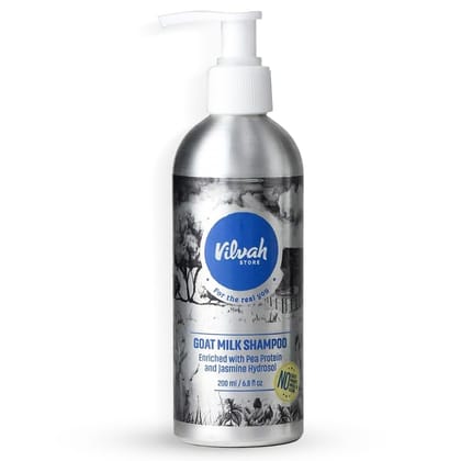 Vilvah Goat Milk Shampoo | with Ceramides for Dry & Frizzy Hair | Nourishing Natural Shampoo that Strengthens, Smoothens & Adds Shine | Sulphate-Free Hair Cleanser for Men & Women | 250ml Vilvah Goat Milk Shampoo | with Ceramides for Dry & Frizzy Hair | 