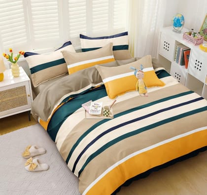Premium Cotton Elastic Fitted King Size Bedsheet with 2 Pillow Covers