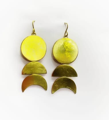 Brass half phases of moon earrings
